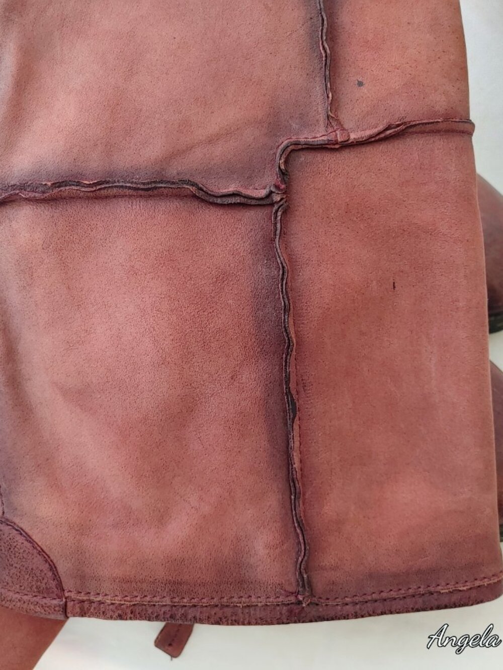RARE NWOT Rust Red Genuine Leather Tall Patchwork Boots EU 40 - Picture 4 of 10